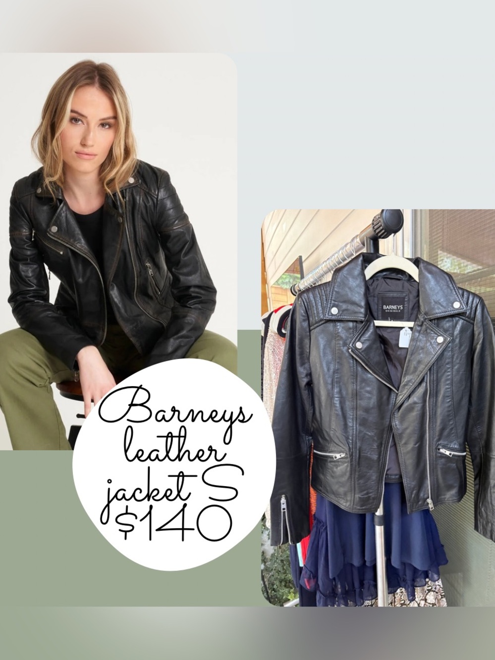 Barneys black leather moto jacket